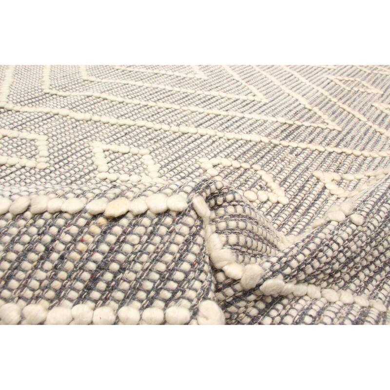 ECARPETGALLERY Braid weave Sienna Grey Wool Rug - 5'0 x 8'5
