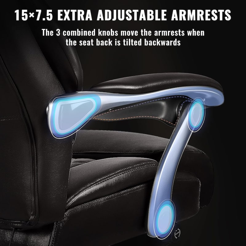 Bossin Big and Tall Executive Office Chair,500LBS Adjustable Lumbar Support Ergonomic Chair with High Back PU Leather Computer