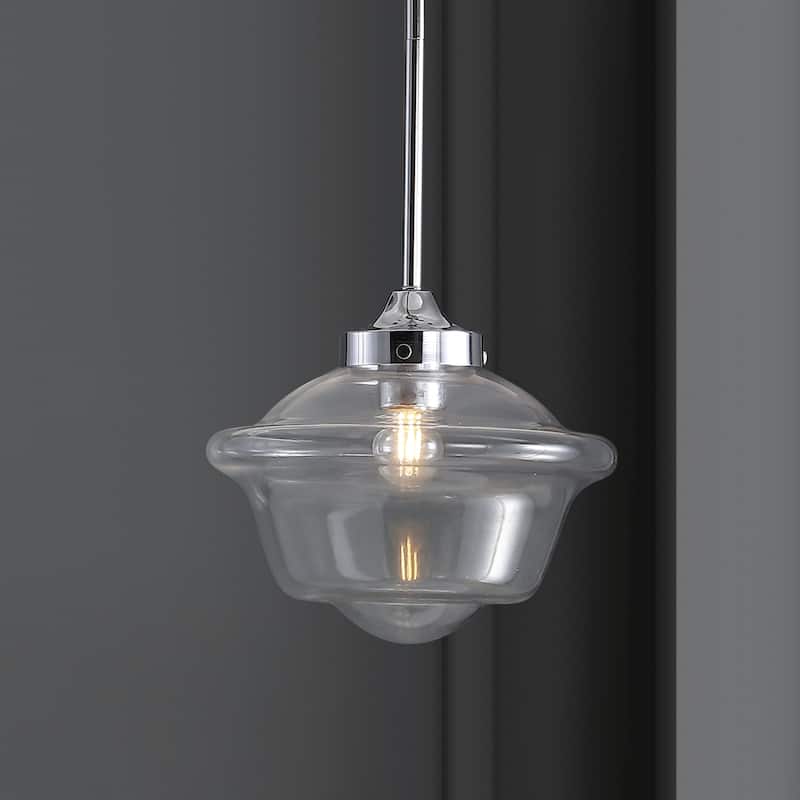 Cleo Adjustable Drop Metal/Glass LED Pendant, by JONATHAN Y