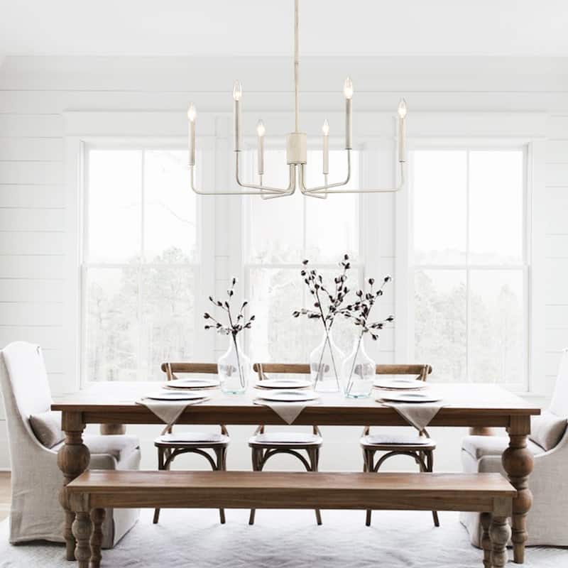 Modern 6-Light Simple Candle Chandelier for Kitchen Island, Living Room, Bedroom, Foyer