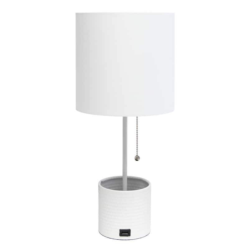 18.5" Sleek And Functional Stylish Accent Table Lamp With Usb Charging Port, For Living Room, Entryway, Office, Bedroom, Black W - WH