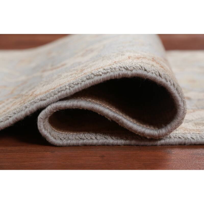 Light Blue Oushak Oriental Runner Rug Handmade Wool Carpet - 2'6" x 10'1"