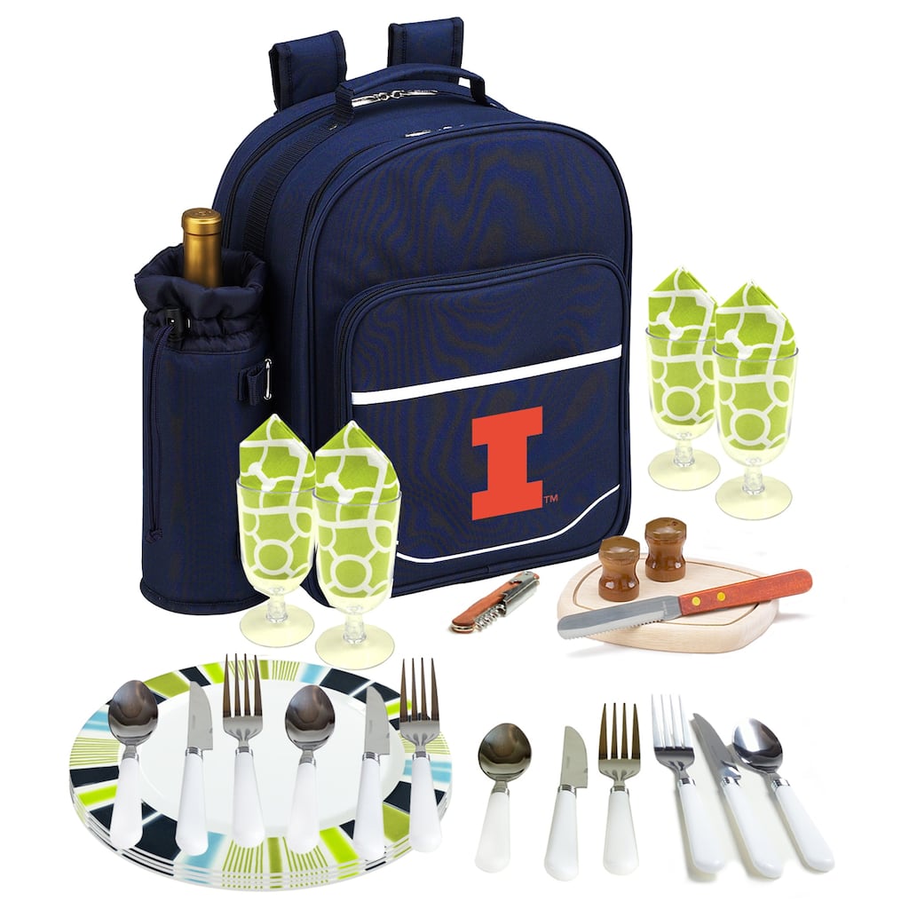 NCAA Illinois Fighting Illini Picnic Backpack Equipped for Four