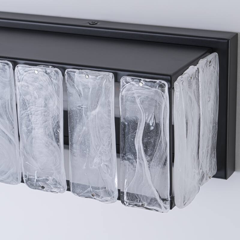 Modern Linear LED Wall Sconce with White Cloud Glass - W24.8" × D4.3" × H4.7"