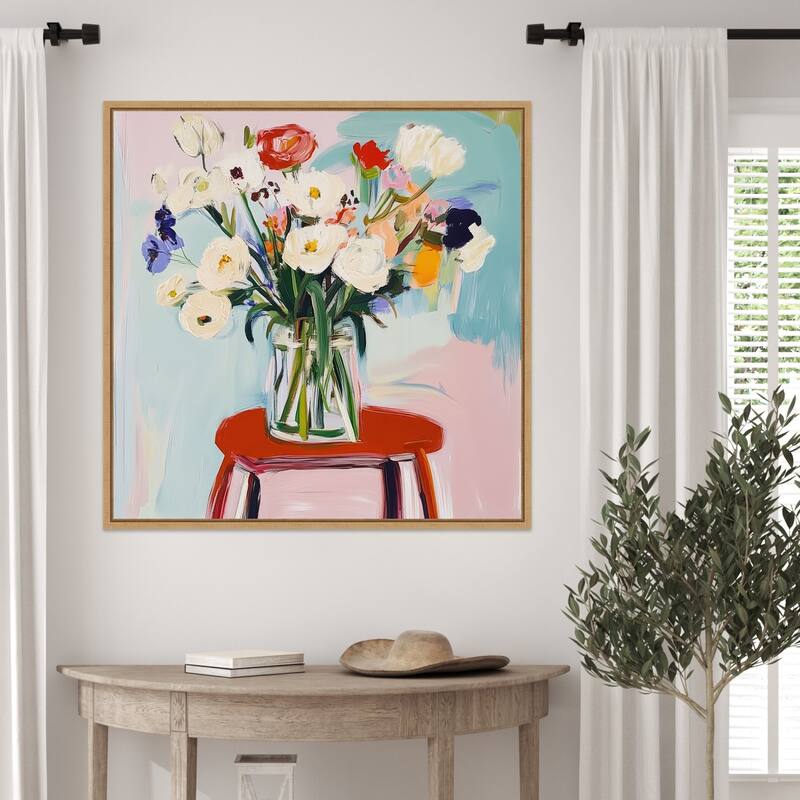 Pure Petals No. 1 by Elara Yasna Framed Canvas Wall Art Print