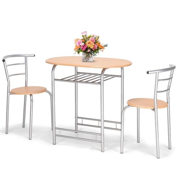 Costway 3 PCS Bistro Dining Set Table and 2 Chairs Kitchen Pub Home Furniture Restaurant - as pic