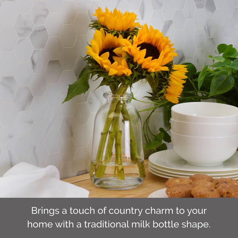 Elements Milk Bottle Vase, 8 Inch, Clear