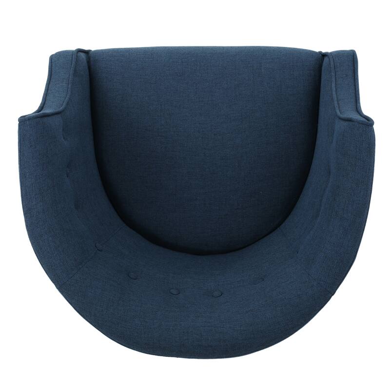 Fabric Modern Club Chair with Button-Tufted Back and Birch Wood Legs