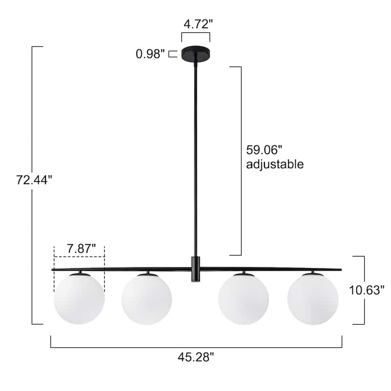4 - Lights Modern Linear Globe Chandelier Kitchen Island Pendant Light