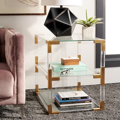 SAFAVIEH Couture Lorry Bronze Brass Acrylic End Table - 28Wx20Dx26H