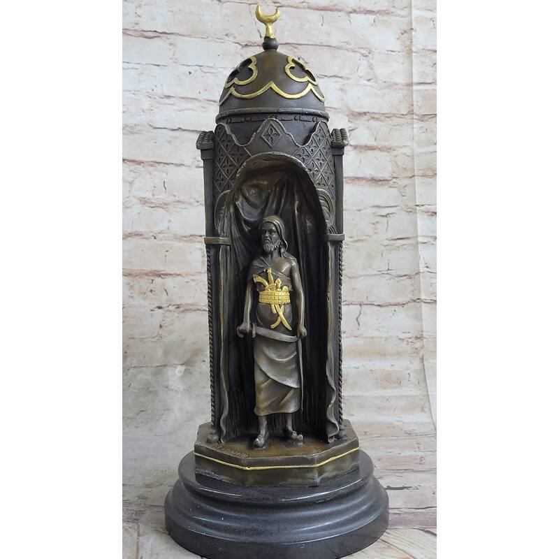 Peeping Ali Arabic Turkish Harem Bronze Statue Sculpture Figure By Franz Bergman 14 Inches X 8 Inches