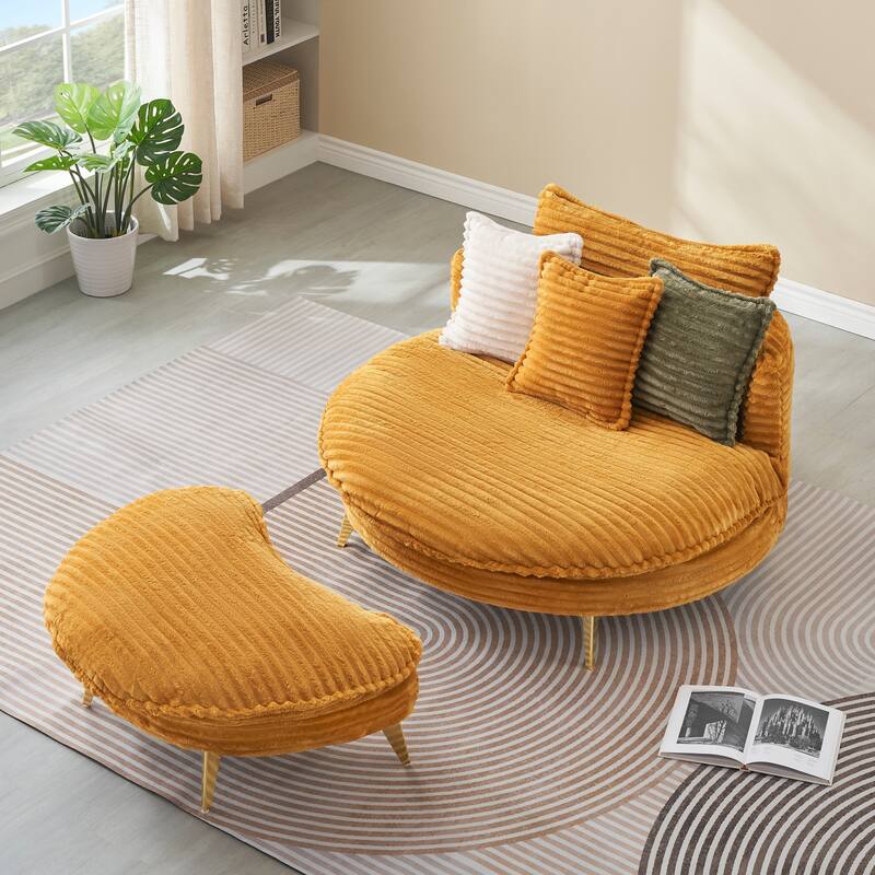 Comfortable Upholstered Armless Chair with Ottoman
