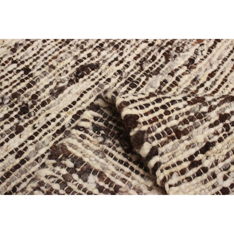 ECARPETGALLERY Braid weave Sienna Brown Wool Rug - 5'1 x 8'1