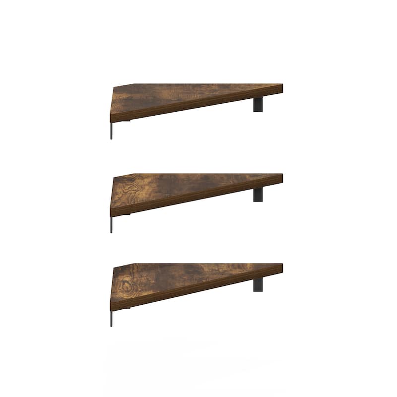Furinno Rossi Triangle Corner Floating Shelves, Wall Mount Display Shelf, White, Set of 3