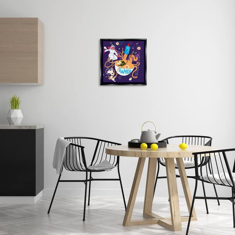 Stupell Whimsical Ramen in Space Framed Floater Canvas Wall Art Design By Juliet Rose Philips