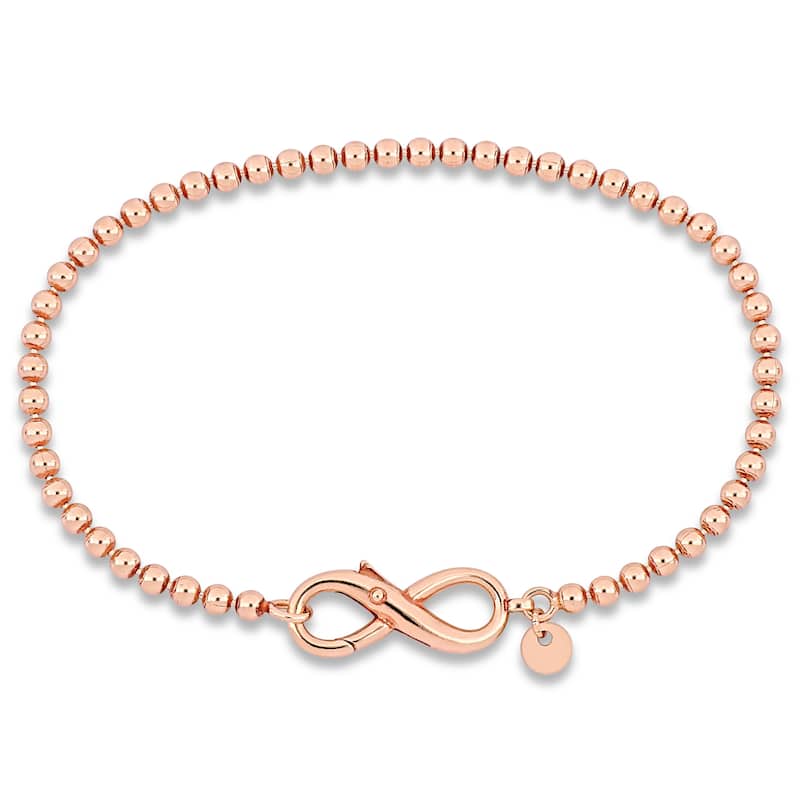 Miadora Ball Link Bracelet with Infinity Clasp in Rose Sterling Silver