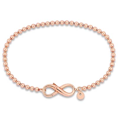 Miadora Ball Link Bracelet with Infinity Clasp in Rose Sterling Silver