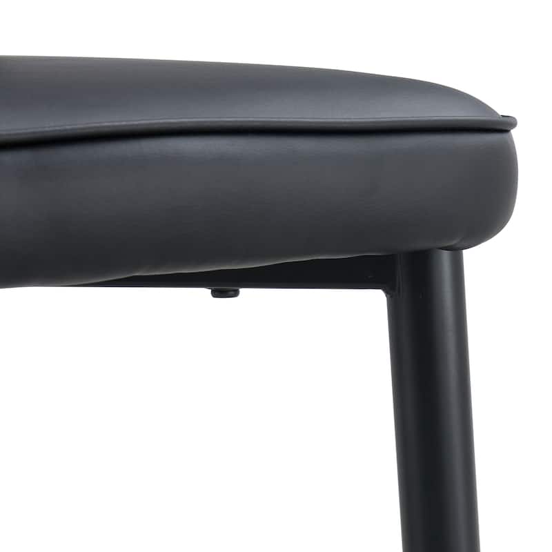 8 Modern Dining Chairs With Stylish Pu Patterned Backrest And Black Metal Legs For Kitchen, Bedroom And Office