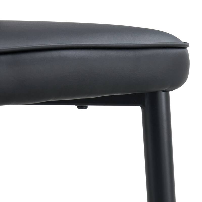 Roomfitters PU Dining Chairs with Patterned Backrest and Black Metal Legs, Upholstered Modern Set of 8 for Dining