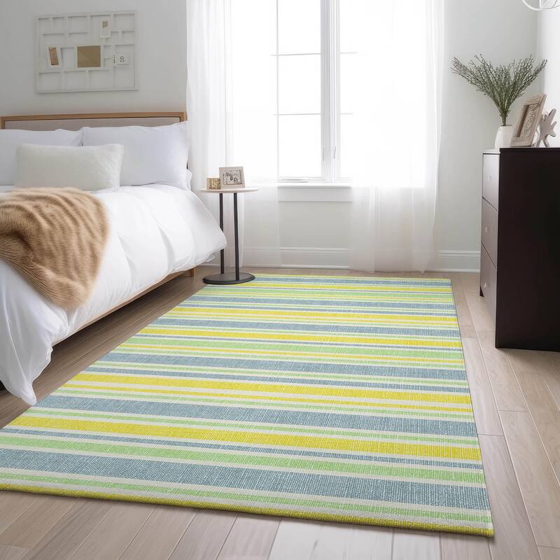 Premium Washable Super Soft Modern Cabana Stripe Mayfield Rug - Denim - 3' x 5' - Rectangle