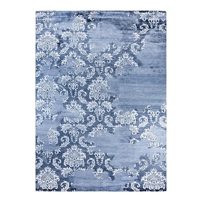Modern One-of-a-Kind Handmade Area Rug, Blue - 8' 10" x 12' 1"