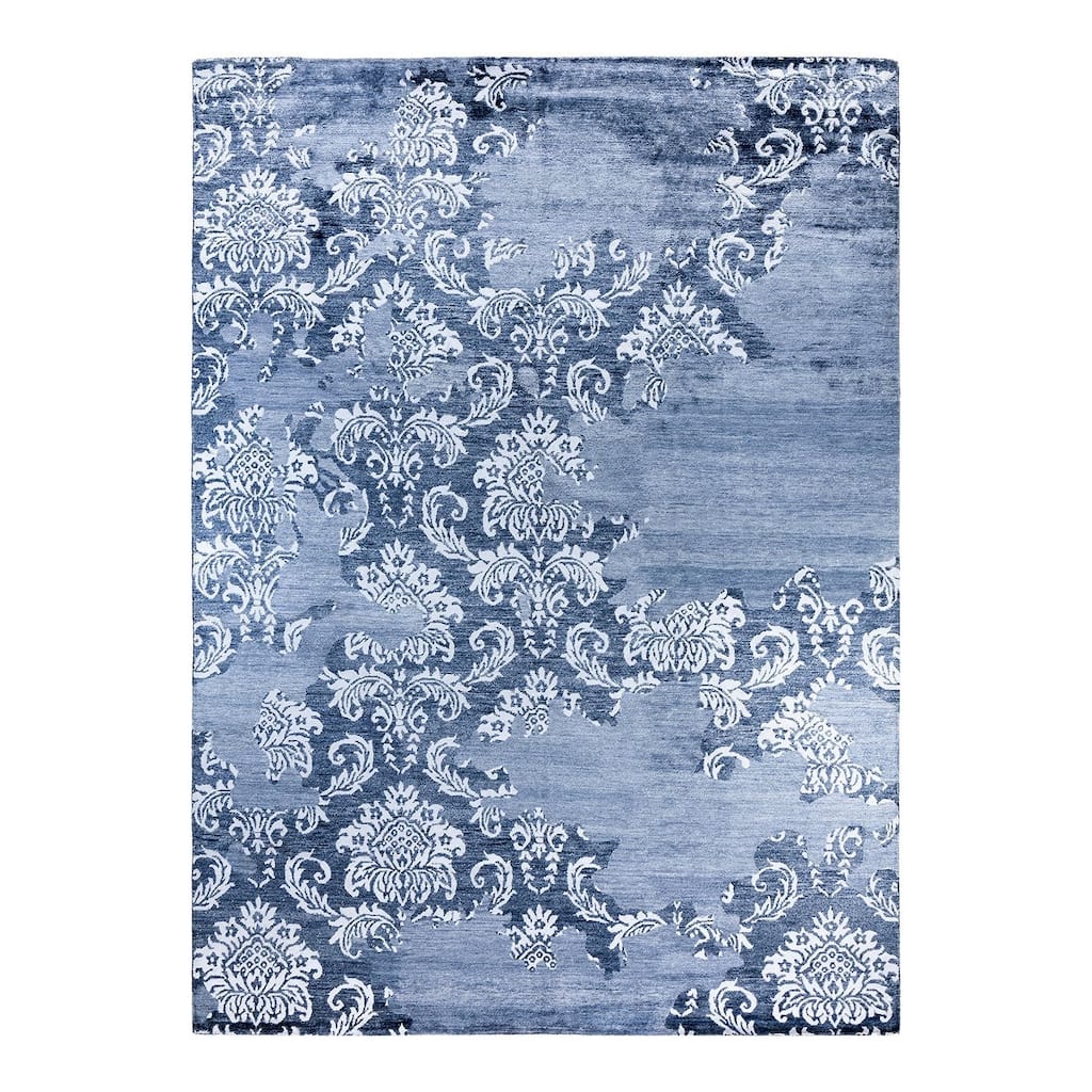 Modern One-of-a-Kind Handmade Area Rug, Blue - 8' 10" x 12' 1"