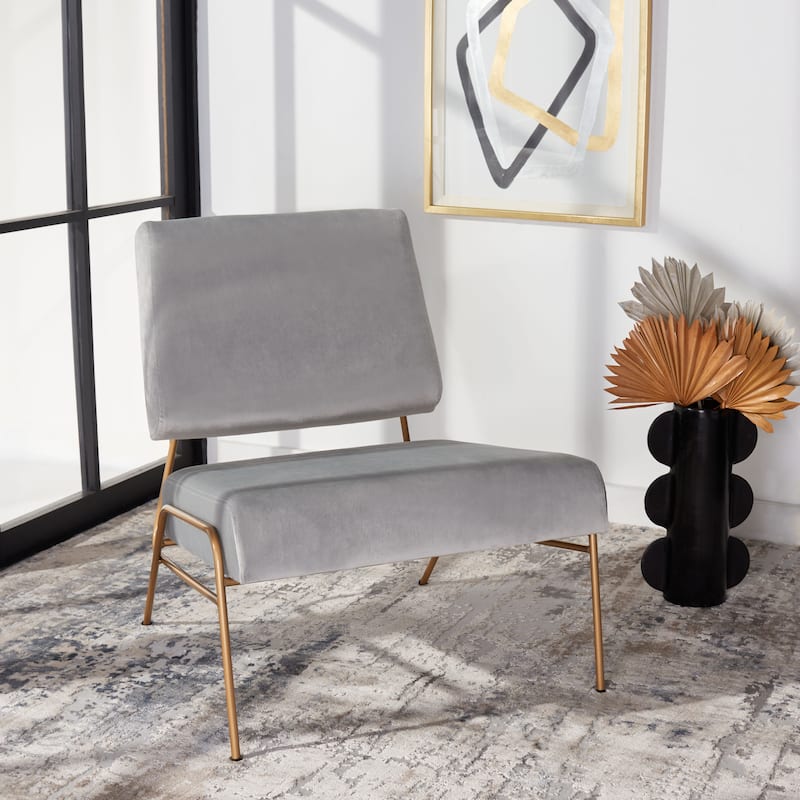 SAFAVIEH Riekie Glam Velvet Accent Chair - 26.6" W x 30" L x 30" H - 27Wx30Dx30H