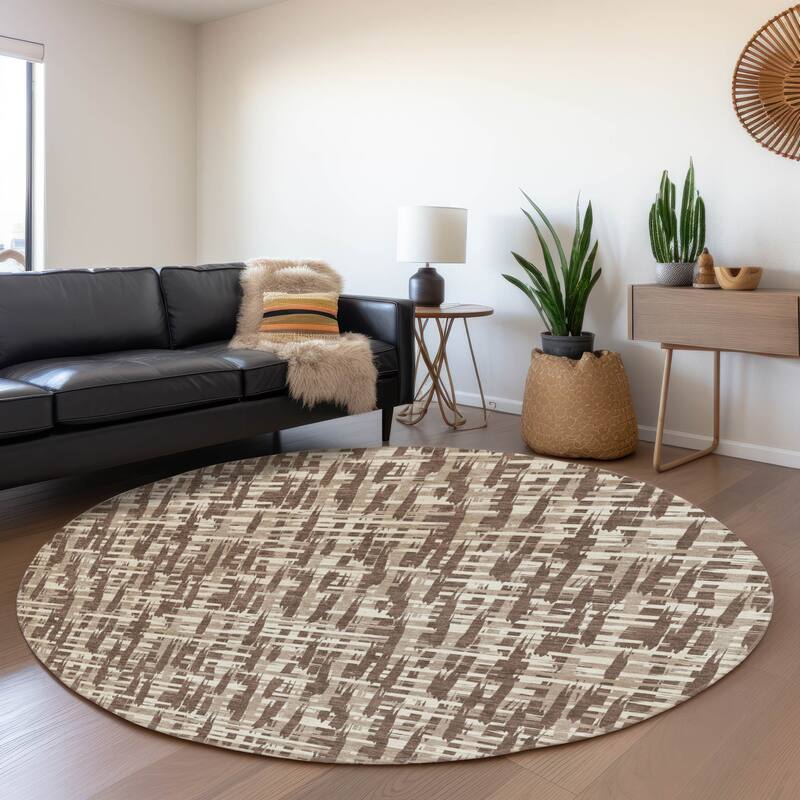 Premium Washable Super Soft Abstract Weave Mayfield Rug - Brown - 8' x 8'