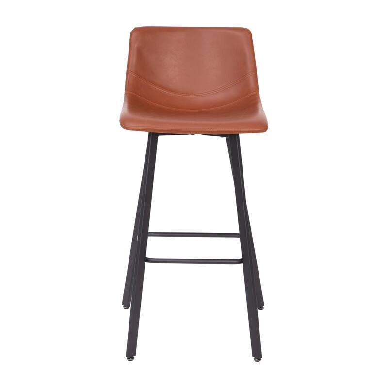 Set of 2 Armless Upholstered Metal Counter Stools