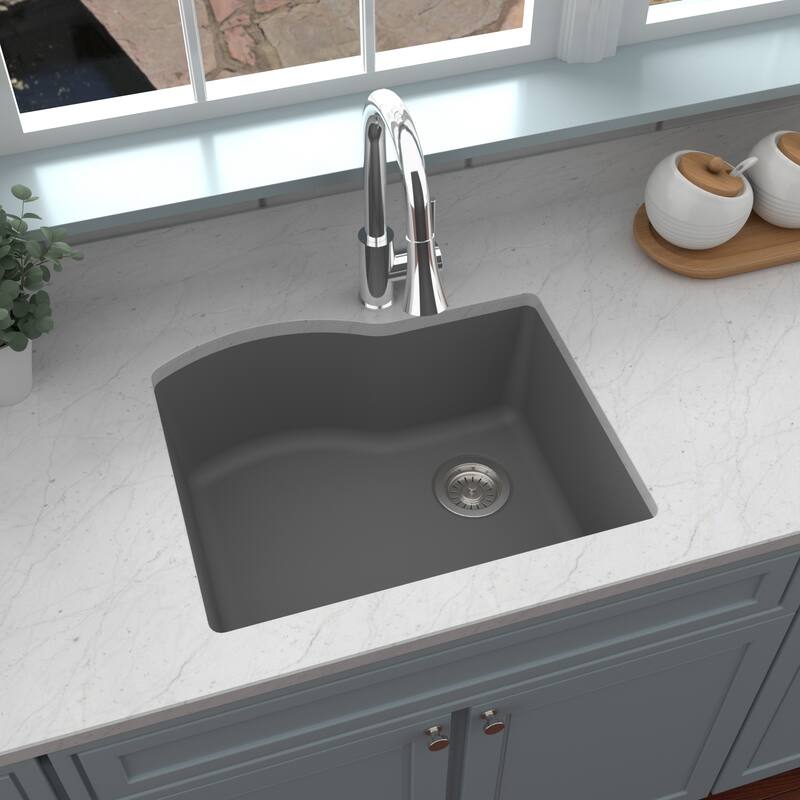 Karran Undermount Quartz 24 in. Single Bowl Kitchen Sink Kit