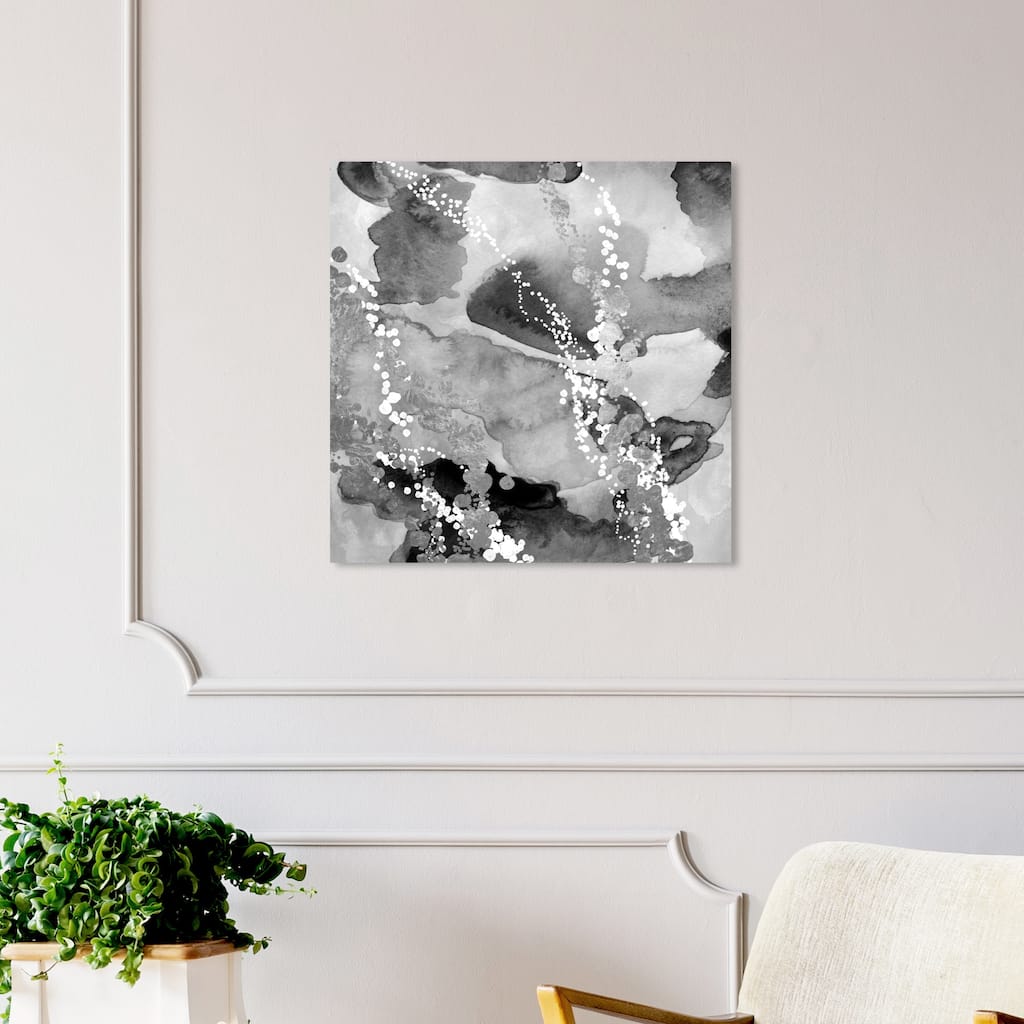 Oliver Gal Abstract Wall Art Canvas Prints 'Even More Love SILVER' Watercolor - Black, White