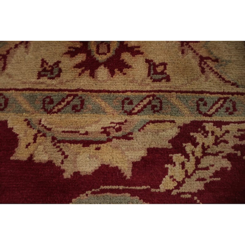 Hand Knotted Oriental 100% Wool Carpet Traditional Floral Red Peshawar Area Rug - 4' 10'' X 4' 0''