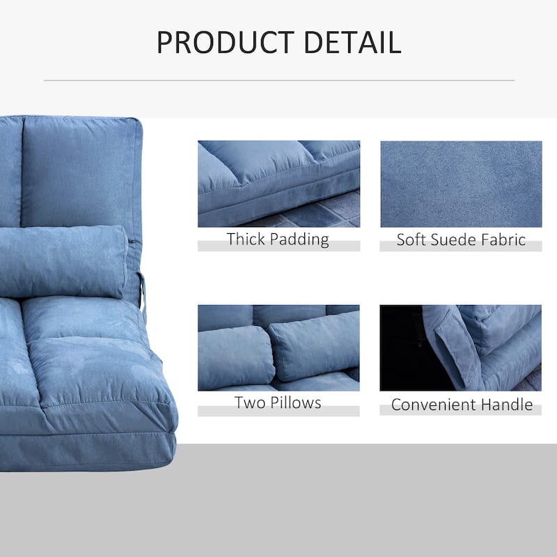 Blue 40.3" Folding Loveseat Chaise Lounge Chair