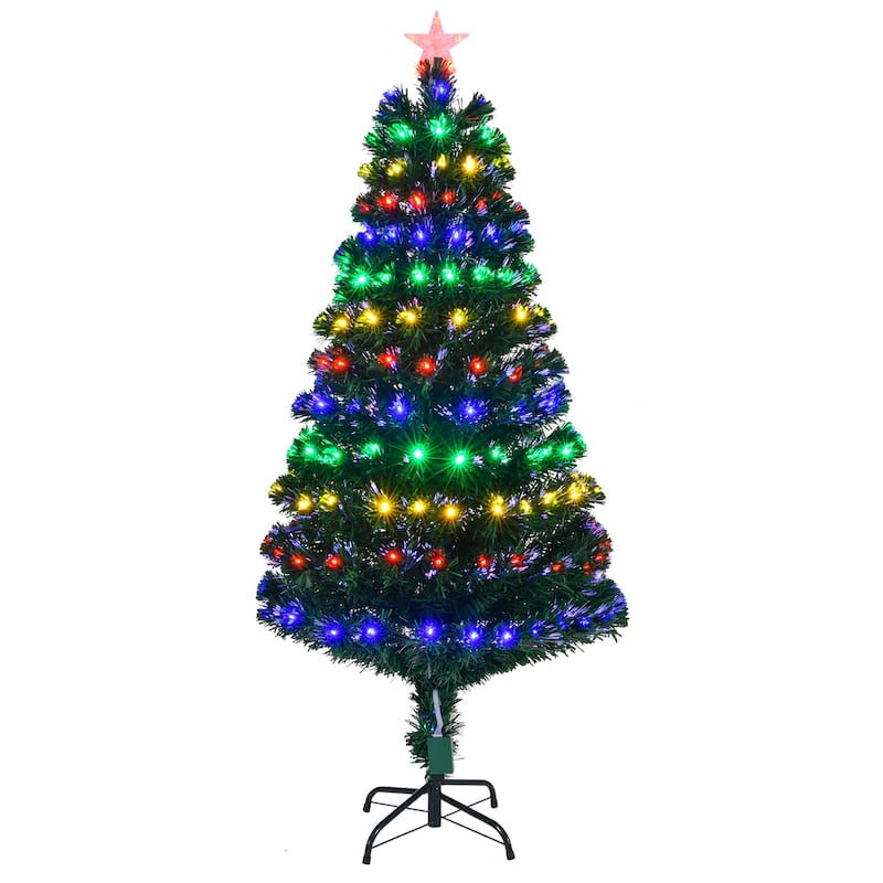 Green PVC Fiber Optic Christmas Tree 5FT with 180 multi-color LEDs - 31.5” Dia x 60” H - Green