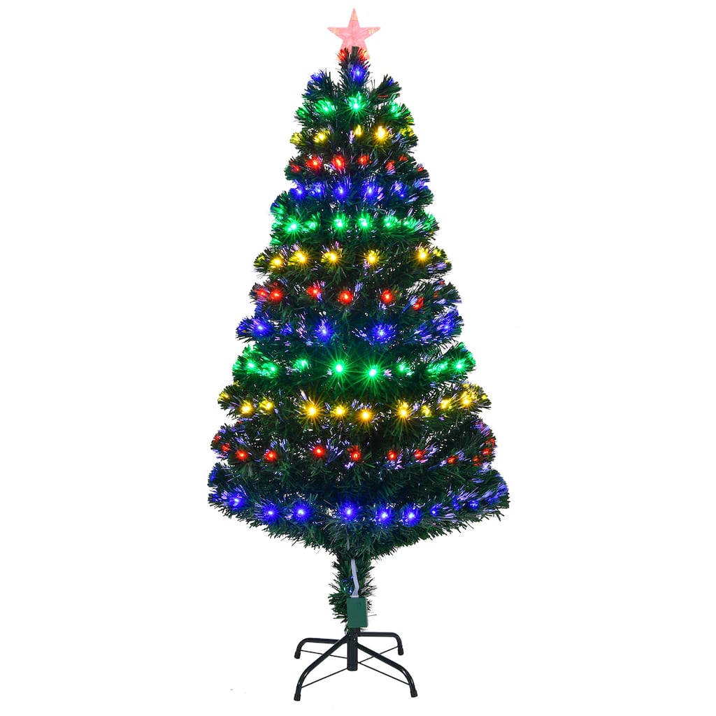 Green PVC Fiber Optic Christmas Tree 5FT with 180 multi-color LEDs - 31.5” Dia x 60” H