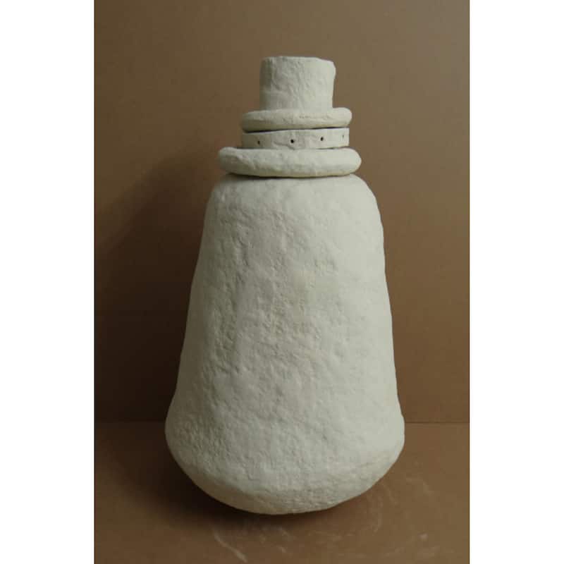 Paper Mache Vase Dia 26.50" Off-White- ST - Off-White - White