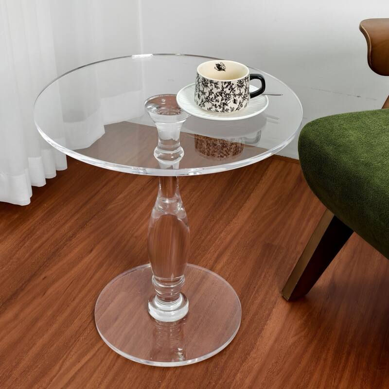 18” Round Clear Acrylic Side Table for Small Spaces - 17.72x18.70 inch