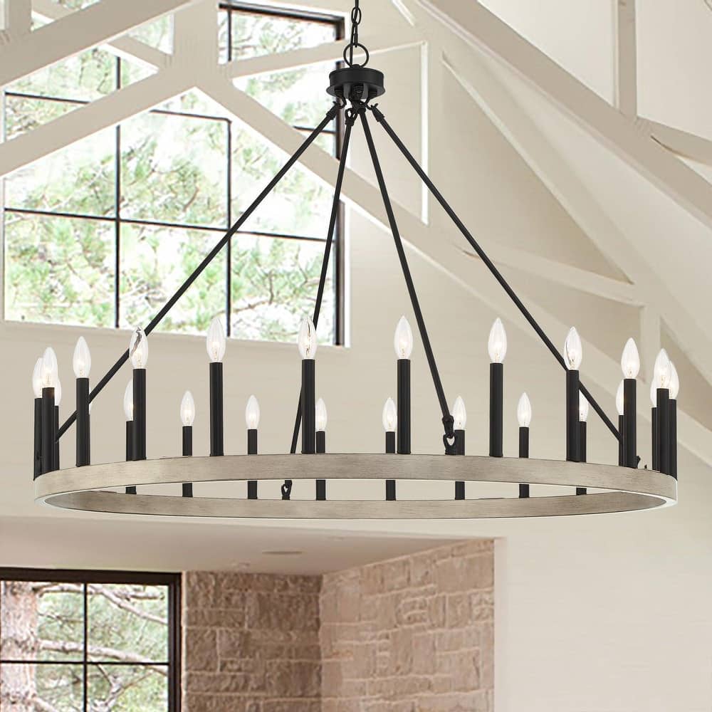 Acroma 24-light 47In Modern Farmhouse Large Wagon Wheel Chandelier - 47 inches