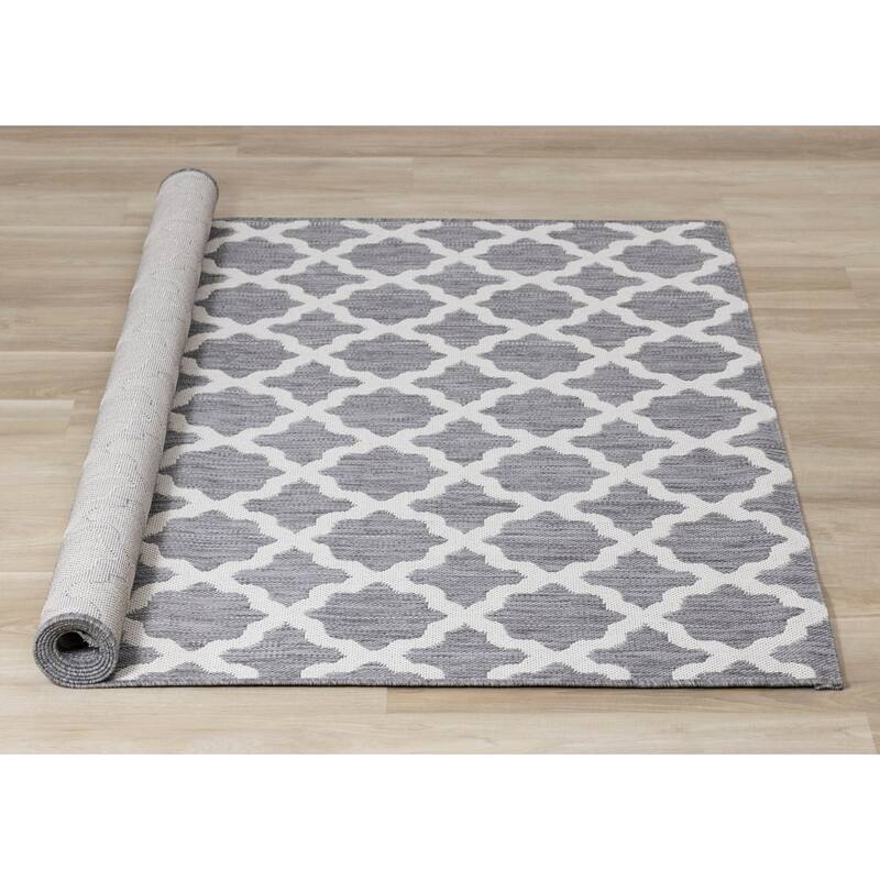 Grey White Classic Outdoor Area Rug