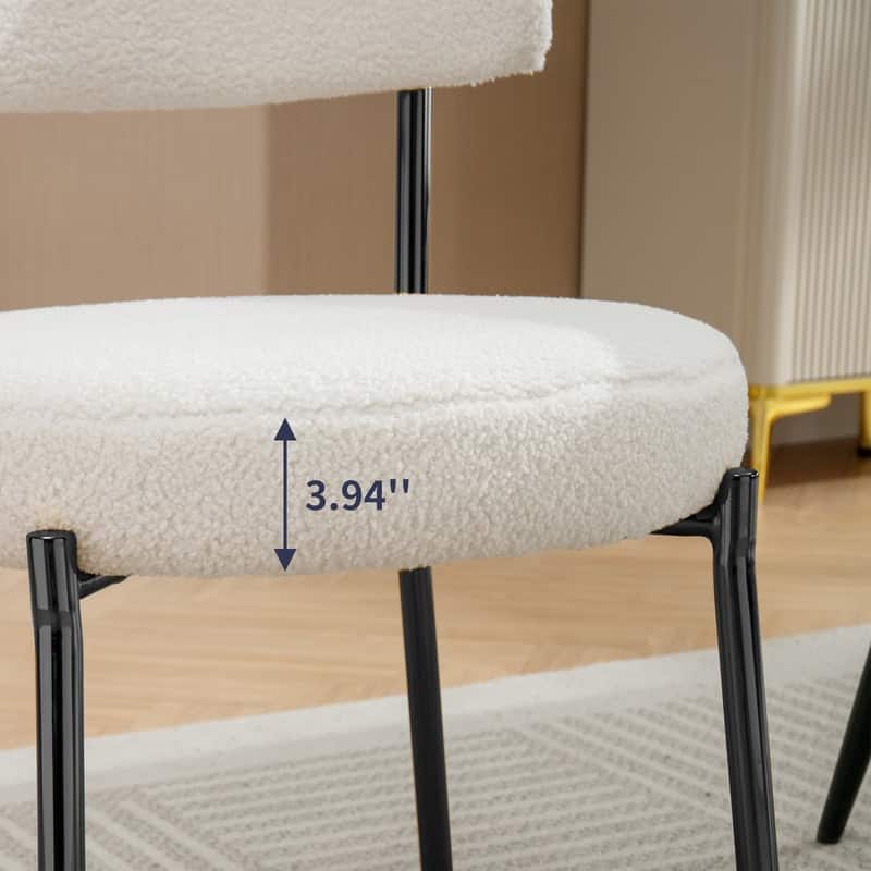 Mixoy 20"Counter Height Bar Stools,Modern Teddy Fleece Bar Stools,Velvet Dinning Chair with Metal Legs for Kitchen Island
