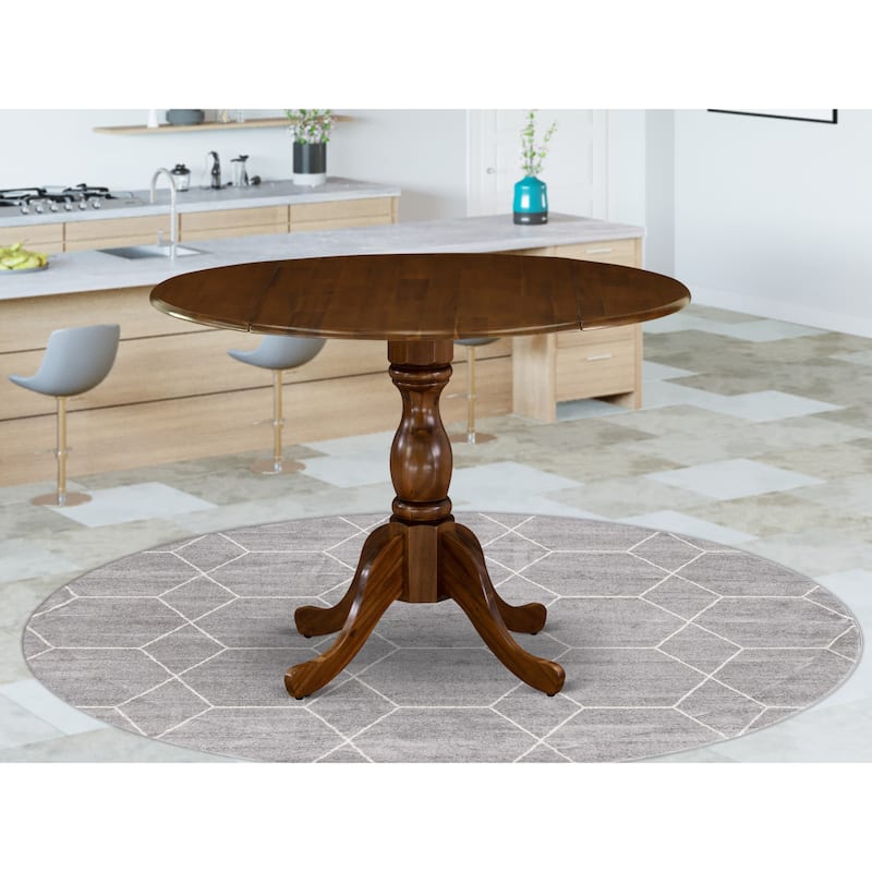 East West Furniture Dublin Modern Kitchen Table - a Round Dining Table Top with Dropleaf & Pedestal Base, (Finish Option) - DMT-AWA-TP