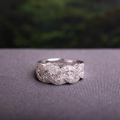 Braided 1/8ct TDW Diamond Ring in Sterling Silver by Miadora