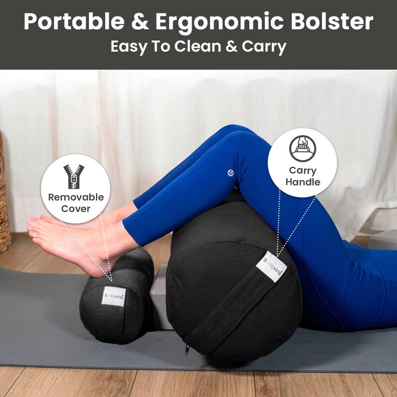 Sol Living Cylindrical Yoga Bolster Mini Meditation Cushion - Cotton - 14" x 6" x 6"