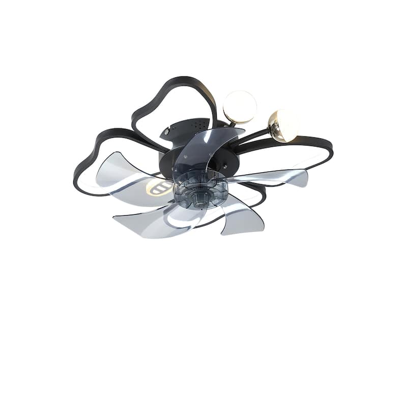 20" Modern Matte Black Butterfly Design Timing Silent Ceiling Fan with Dimmable LED and Remote