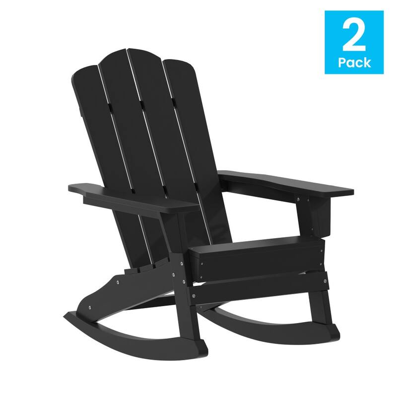 All-Weather Rocking Adirondack Chair with Swiveling Cupholder