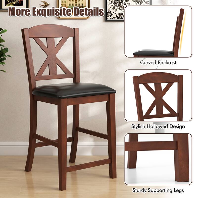 Gymax 24'' Modern Bar Stools Set of 2 w/ Hollowed High Backrest