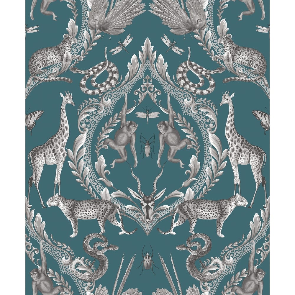 Galerie Wallcoverings Bazaar Jungle Menagerie Damask Non-woven Metallic Wallpaper Roll