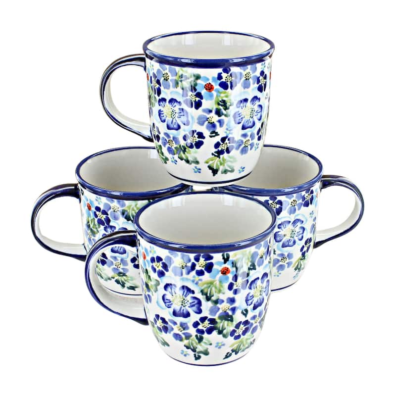 Blue Rose Polish Pottery 1800 Zaklady 4PC Mug Set - Vintage Violet