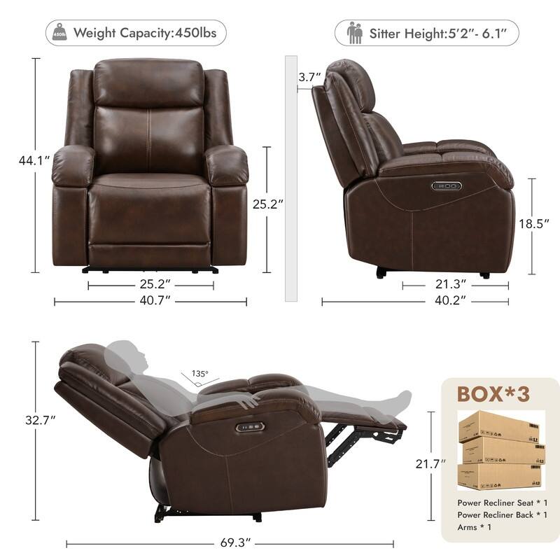 Hadlee Power Recliner Chairs with Power Headrest & Charging Ports
