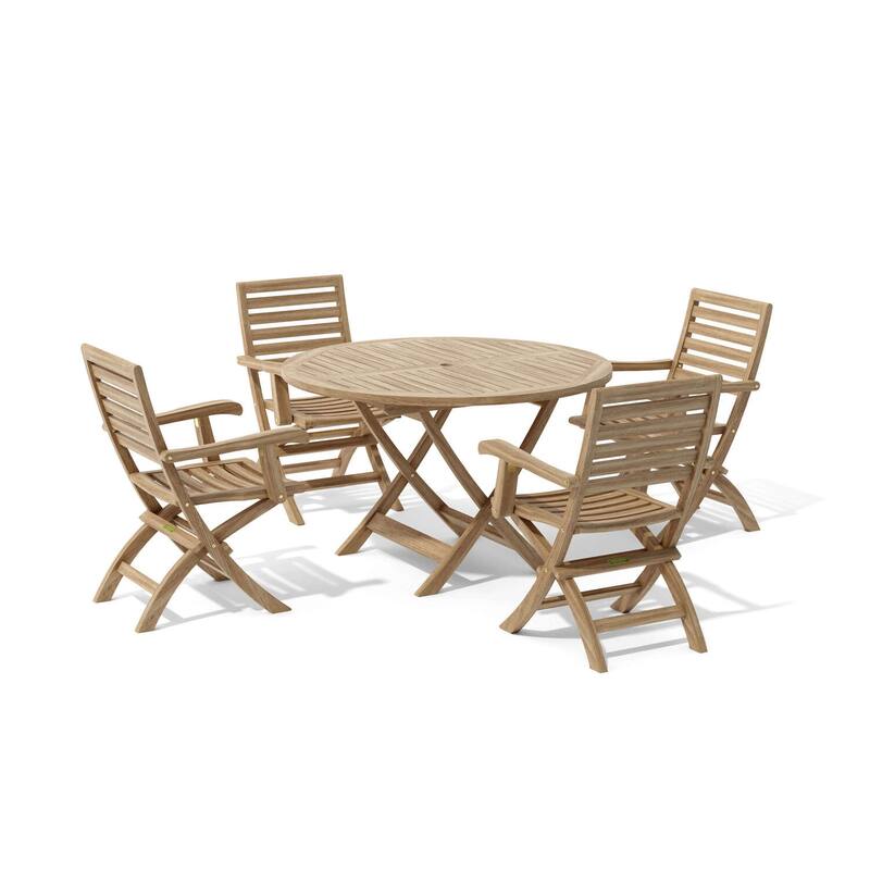 Retro Folding Dining Set - 5 Piece Outdoor Patio Table & Chairs